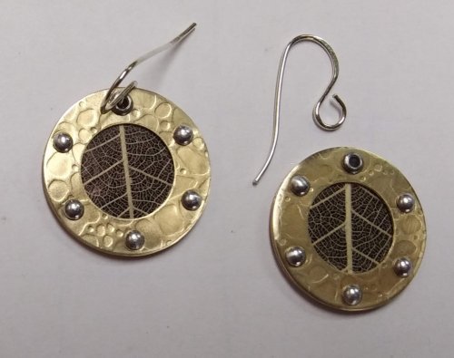 Judy Larson's Steampunk Style Leaf Earrings - , Metalwork, Texturing, Steampunk leaf earrings